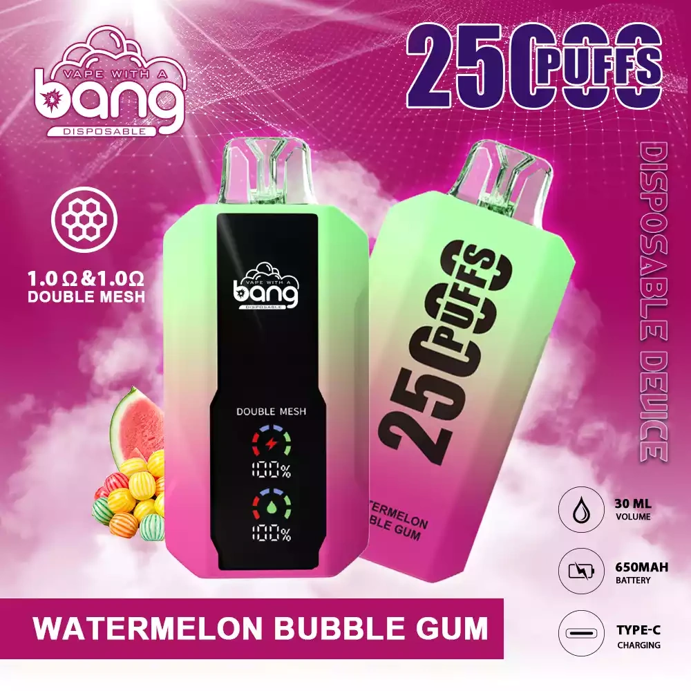 Bang 25000 25K Puffs Vape WATERMELON BUBBLE GUM Bang 25000 25K Puffs Vape WATERMELON BUBBLE GUM