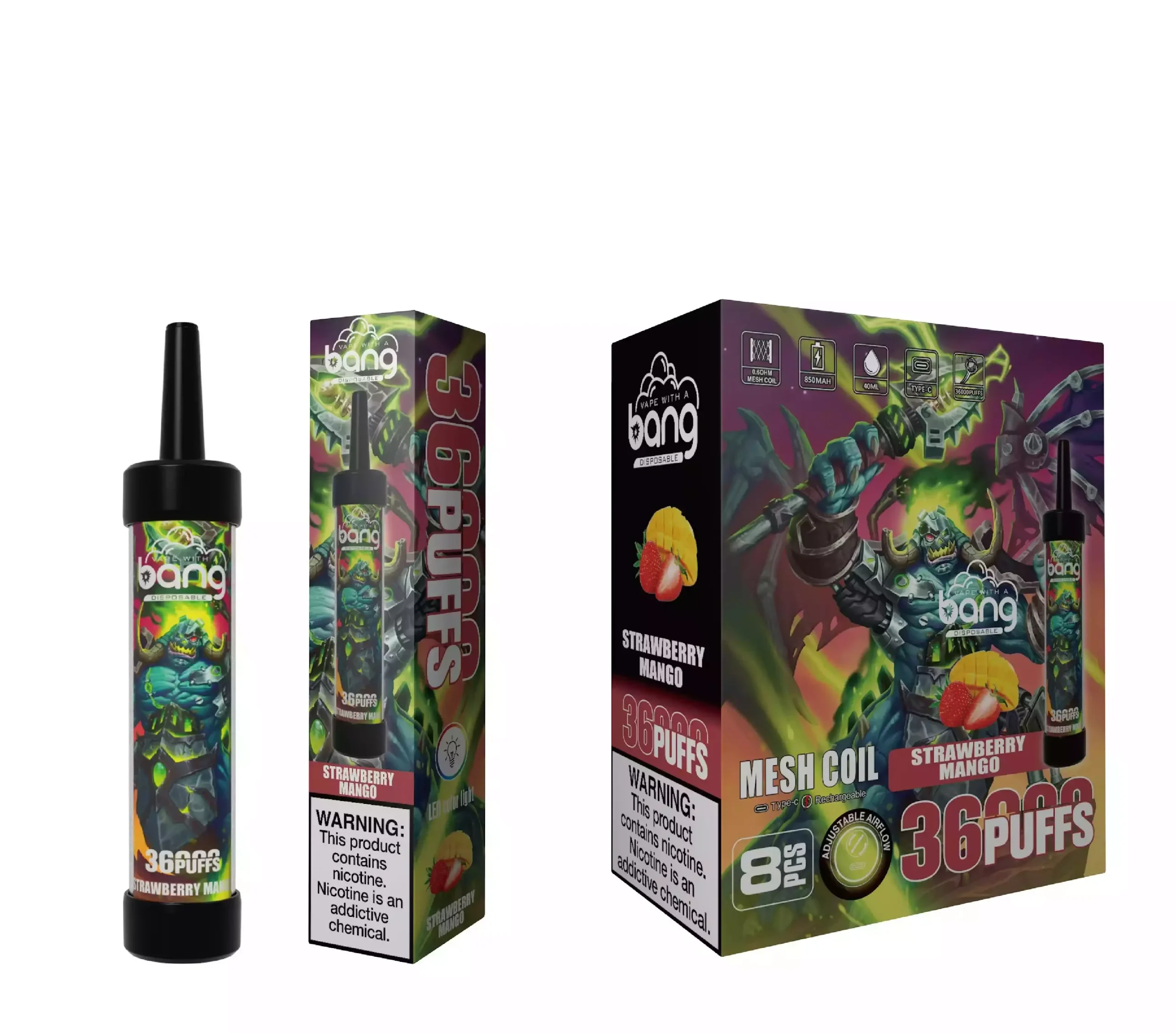 Bang 36000 Puffs Disposable Vape Mesh Coil Strawberry Mango Bang 36000 Puffs Disposable Vape Mesh Coil Strawberry Mango