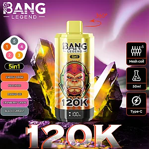 Bang Legend 120K 5 in 1 120000 Puffs Vape Energy Drink and Peach Ice and Mango Ice and Goji Berry and Black Currant Bang Legend 120K 5 in 1 120000 Puffs Vape Energy Drink and Peach Ice and Mango Ice and Goji Berry and Black Currant