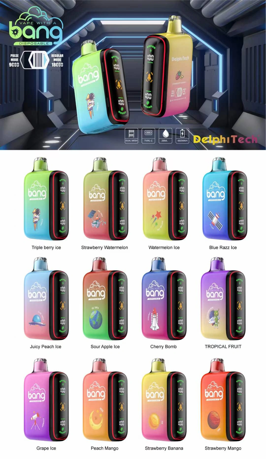 Bang Pulse 18K Puffs Vape Smart Screen Flavors Picture Bang Pulse 18K Puffs Vape Smart Screen Flavors Picture