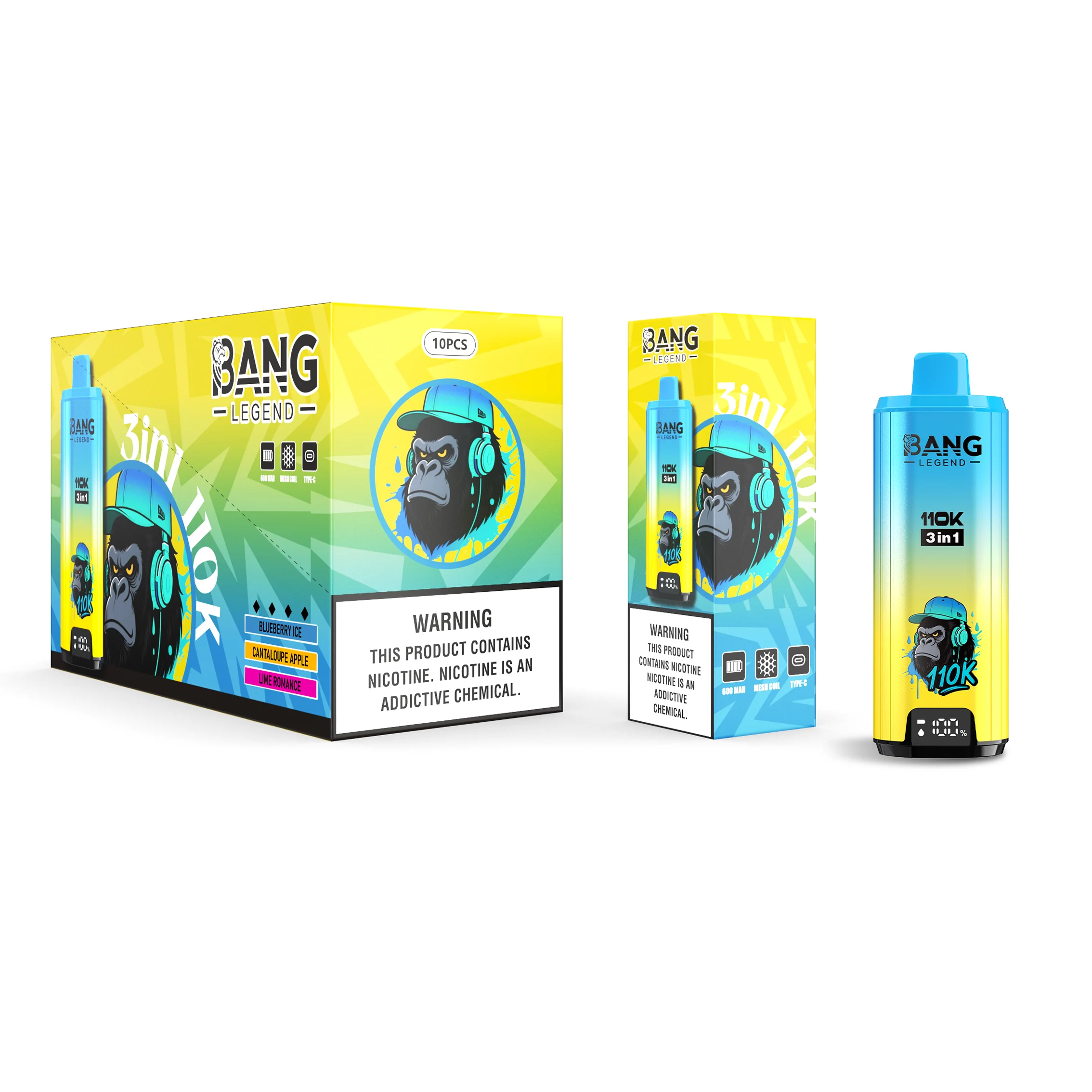 Bang Legend 110K Puffs 3 IN 1 Flavors Disposable Vape Wholesale Blueberry Ice & Cantaloupe Apple & Lime Romance Bang Legend 110K Puffs 3 IN 1 Flavors Disposable Vape Wholesale Blueberry Ice & Cantaloupe Apple & Lime Romance