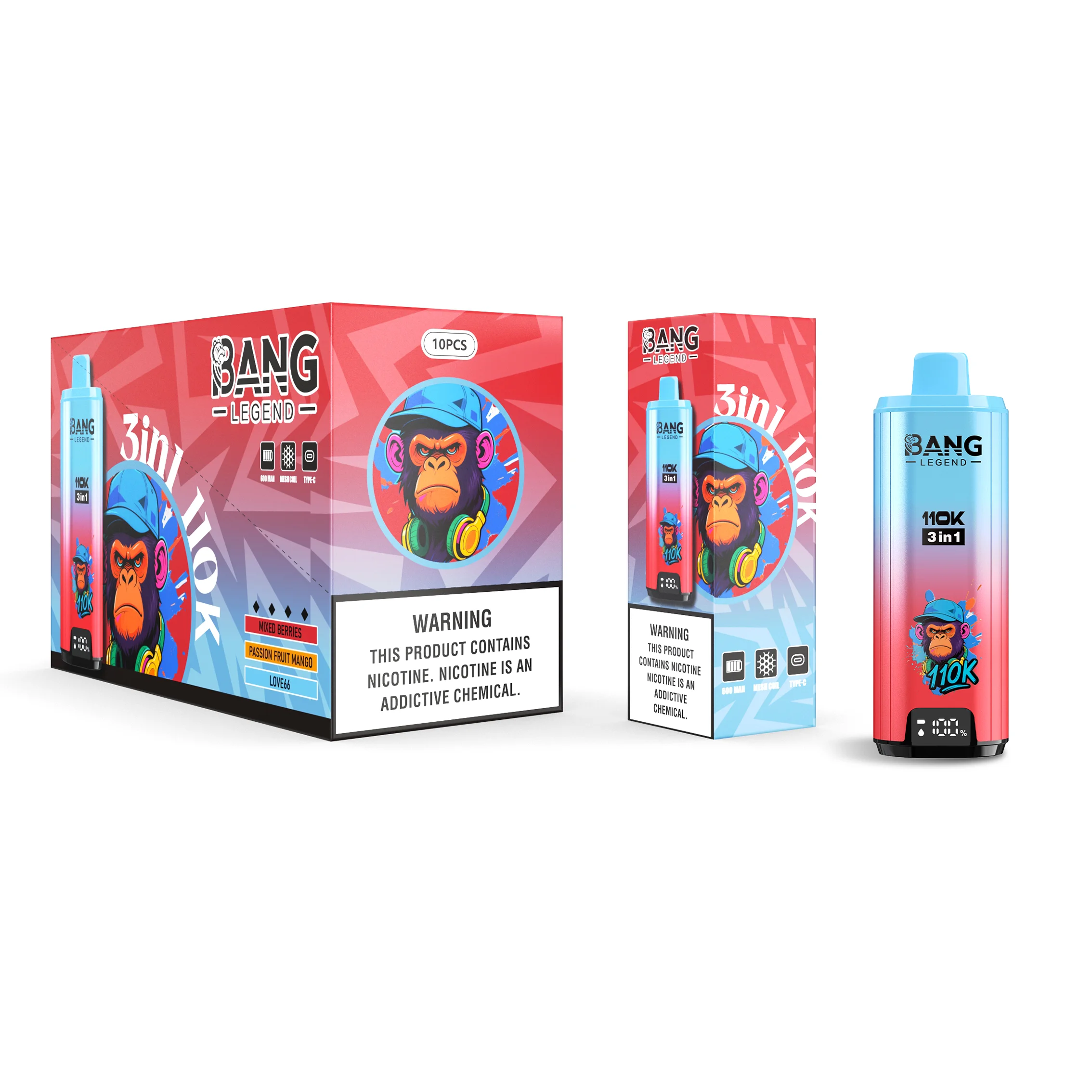Bang Legend 110K Puffs 3 IN 1 Flavors Disposable Vape Wholesale Mixed Berries & Passion Fruit Mango & Love66 Bang Legend 110K Puffs 3 IN 1 Flavors Disposable Vape Wholesale Mixed Berries & Passion Fruit Mango & Love66