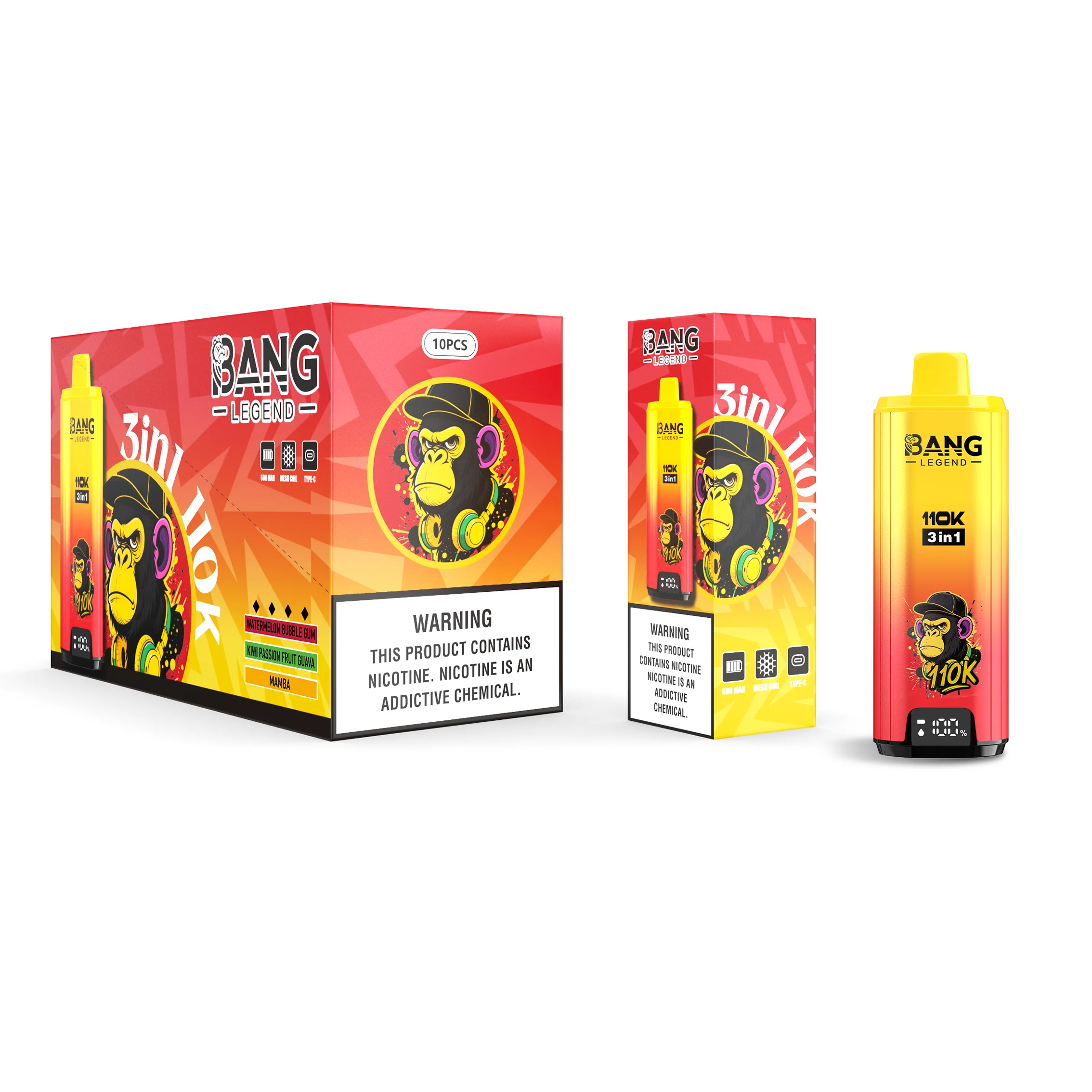 Bang Legend 110K Puffs 3 IN 1 Flavors Disposable Vape Wholesale Watermelon Bubble Gum & Kiwi Passion Fruit Guava & Mamba Bang Legend 110K Puffs 3 IN 1 Flavors Disposable Vape Wholesale Watermelon Bubble Gum & Kiwi Passion Fruit Guava & Mamba