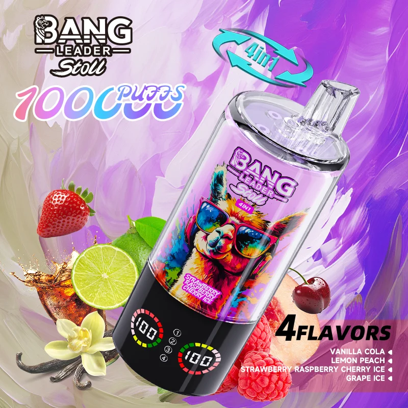 Bang Leader 100K Vape 4-in-1 Flavor Vanilla Cola & Lemon Peach & Strawberry Raspberry Cherry Ice & Grape Ice Bang Leader 100K Vape 4-in-1 Flavor Vanilla Cola & Lemon Peach & Strawberry Raspberry Cherry Ice & Grape Ice