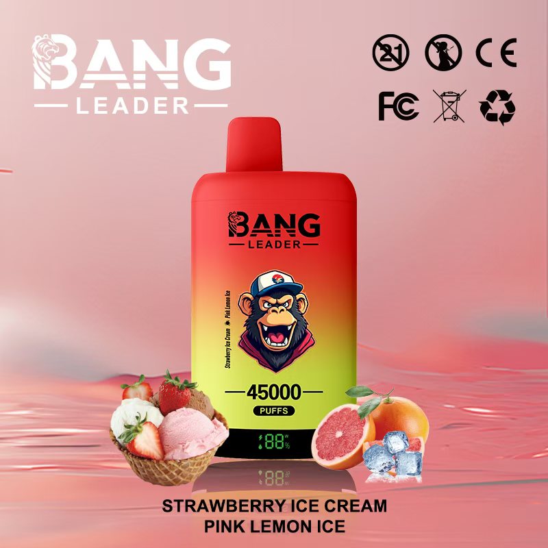 Bang Leader 45K Vape Dual Flavor LED Screen 45000 Puffs Disposable Vape EU Warehouse Shipping Strawberry Ice Cream & Pink Lemon Ice Bang Leader 45K Vape Dual Flavor LED Screen 45000 Puffs Disposable Vape EU Warehouse Shipping Strawberry Ice Cream & Pink Lemon Ice